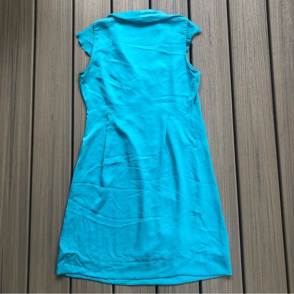 Elie Tahari Turquoise Ruffle Midi Dress Size S - Picture 6 of 8